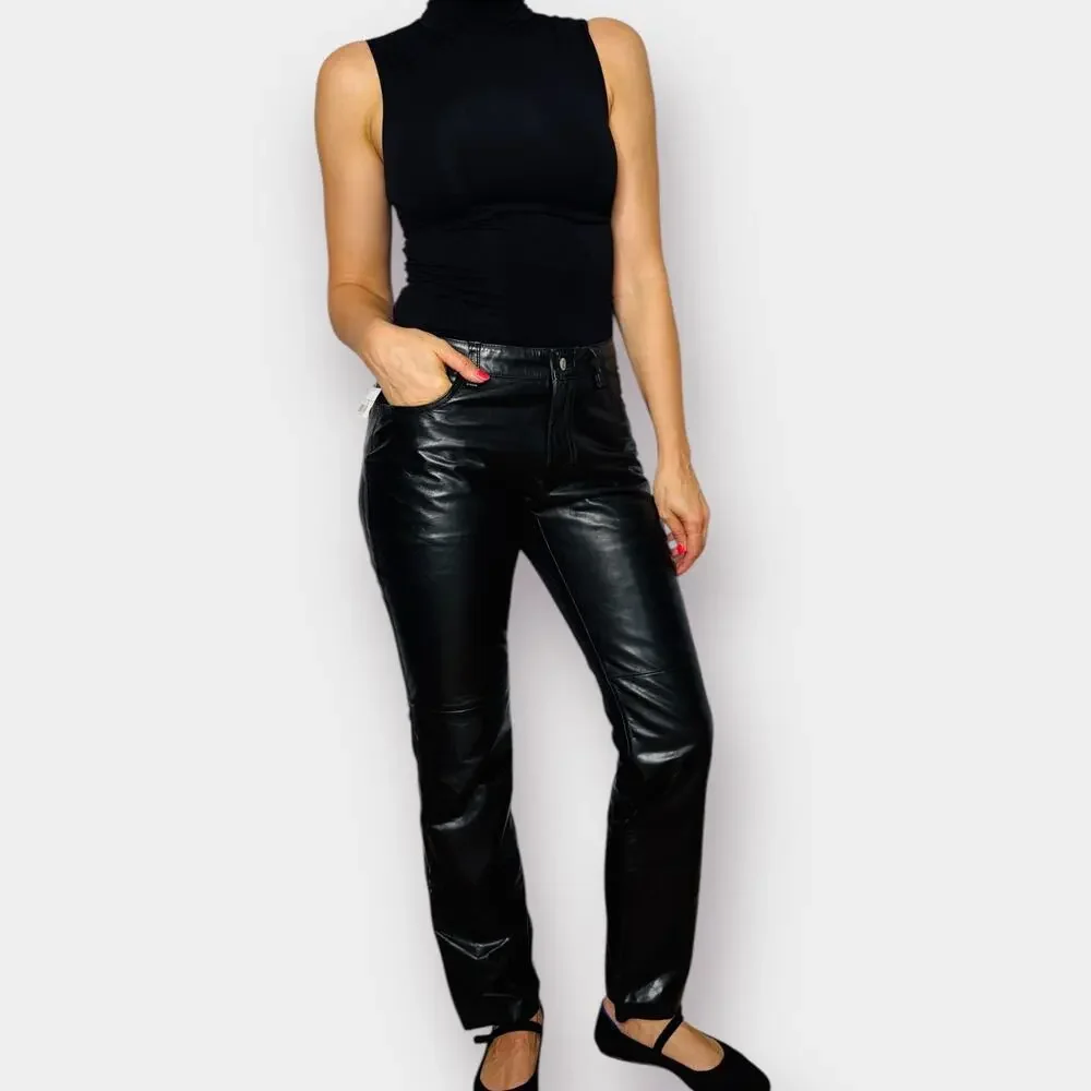 Y2K GAP Black Leather Bootcut Pants‎
